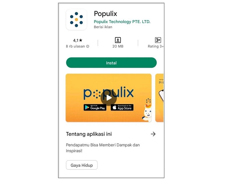 Download Aplikasi Populix di Playstore/App Store